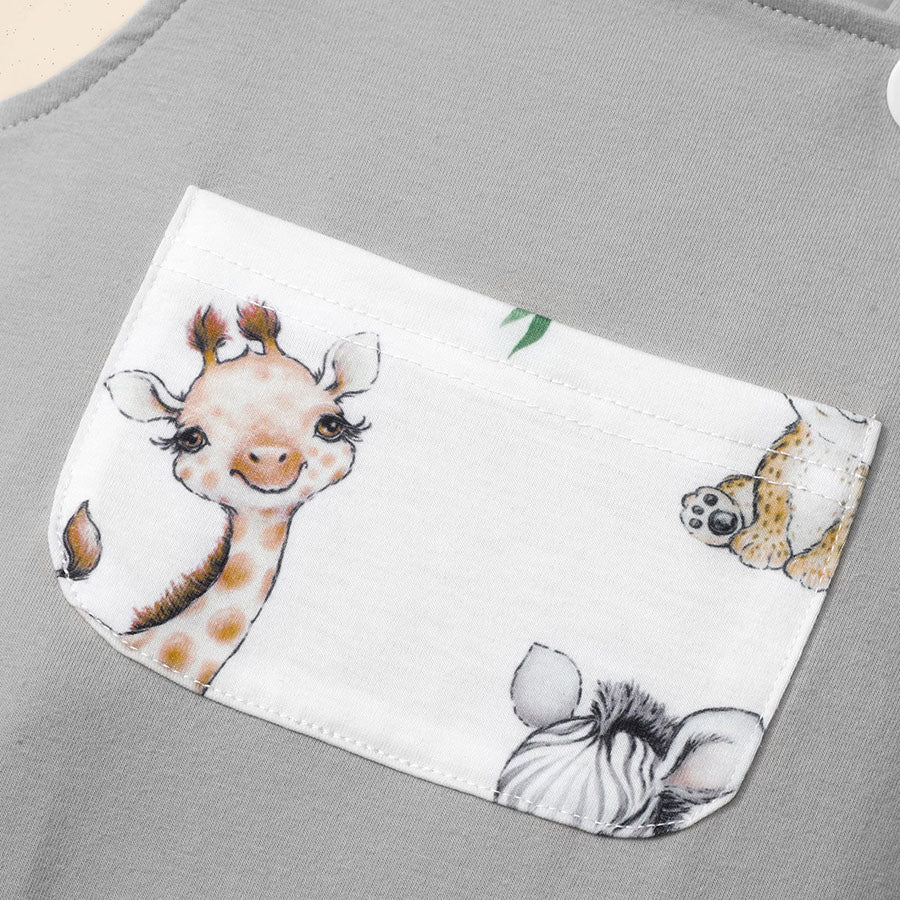 2PCS Cute Animal Printed Long Sleeve Overalls Baby Set