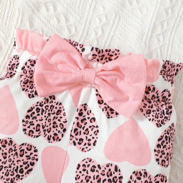 3PCS The Princess Has Arrived Letter and Heart Printed Long Sleeve Baby Set