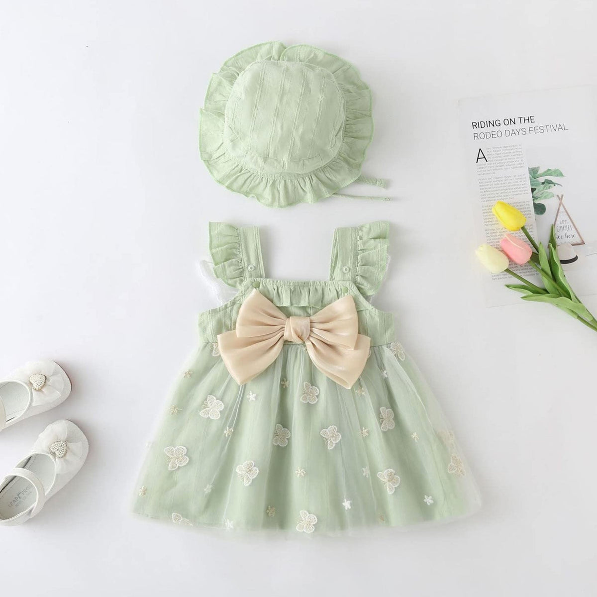 2PCS Pretty Butterfly Decoration Baby Skirt with Hat