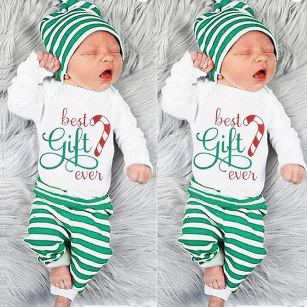 Ensemble pour bébé imprimé à rayures et lettres, 4 pièces, meilleur cadeau de tous les temps