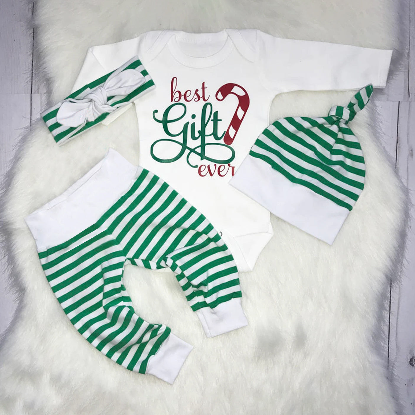 Ensemble pour bébé imprimé à rayures et lettres, 4 pièces, meilleur cadeau de tous les temps