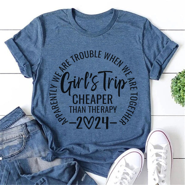 Girl's Trip Cheaper Letter Print Women Slogan T-Shirt