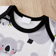 Comfy Cartoon Koala Printed Short Sleeve Baby Jumpsuit