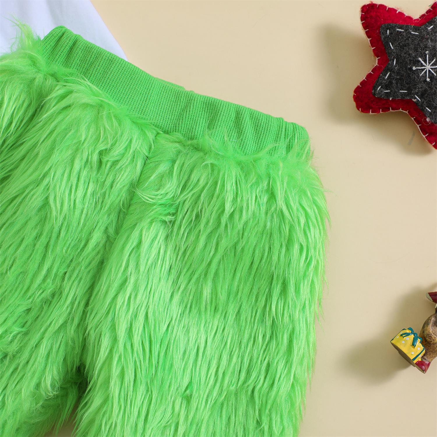 Ensemble bébé pelucheux imprimé de Noël mignon 3PCS