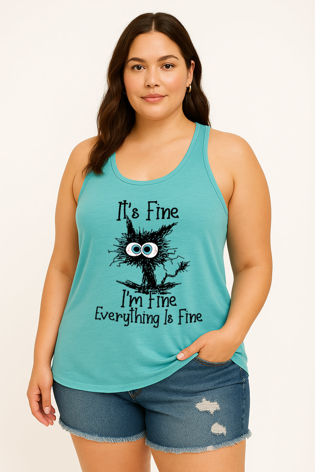 I'm Fine Everything Is Fine Letter Print Women Slogan Tank Top