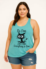 I'm Fine Everything Is Fine Letter Print Women Slogan Tank Top