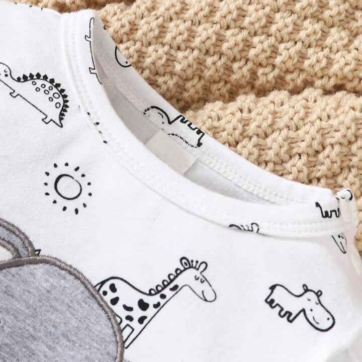 Combinaison adorable pour bébé, 2 pièces, imprimé d'animaux de dessin animé