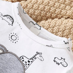 Combinaison adorable pour bébé, 2 pièces, imprimé d'animaux de dessin animé