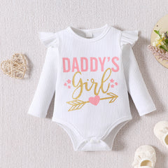 Ensemble bébé à manches longues imprimé lettre fille papa 3 pièces