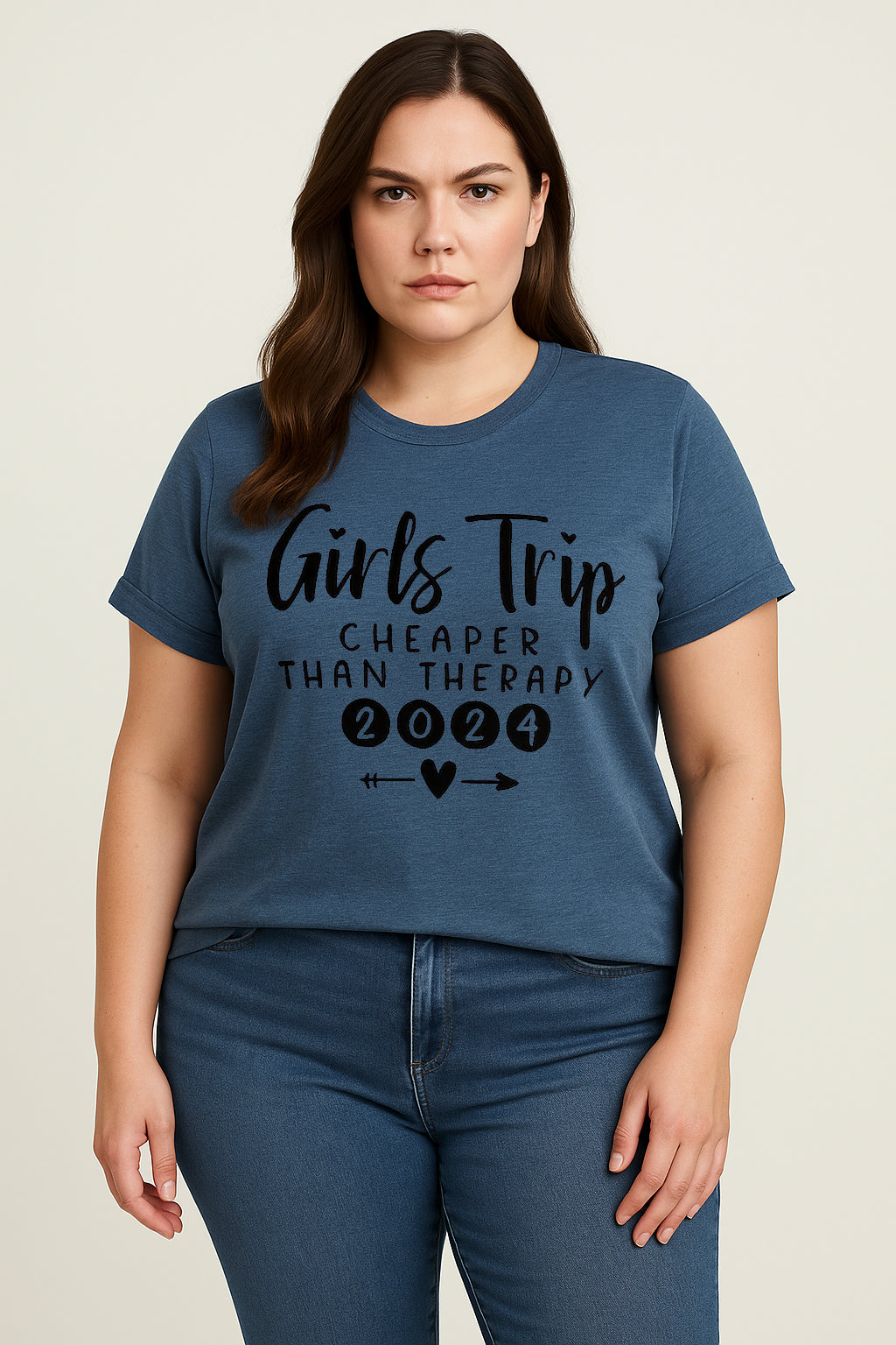 Pretty Girl Trip Letter Print Women Slogan Plus Size T-Shirt
