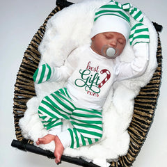Ensemble pour bébé imprimé à rayures et lettres, 4 pièces, meilleur cadeau de tous les temps