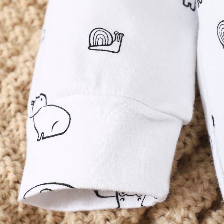 Combinaison adorable pour bébé, 2 pièces, imprimé d'animaux de dessin animé