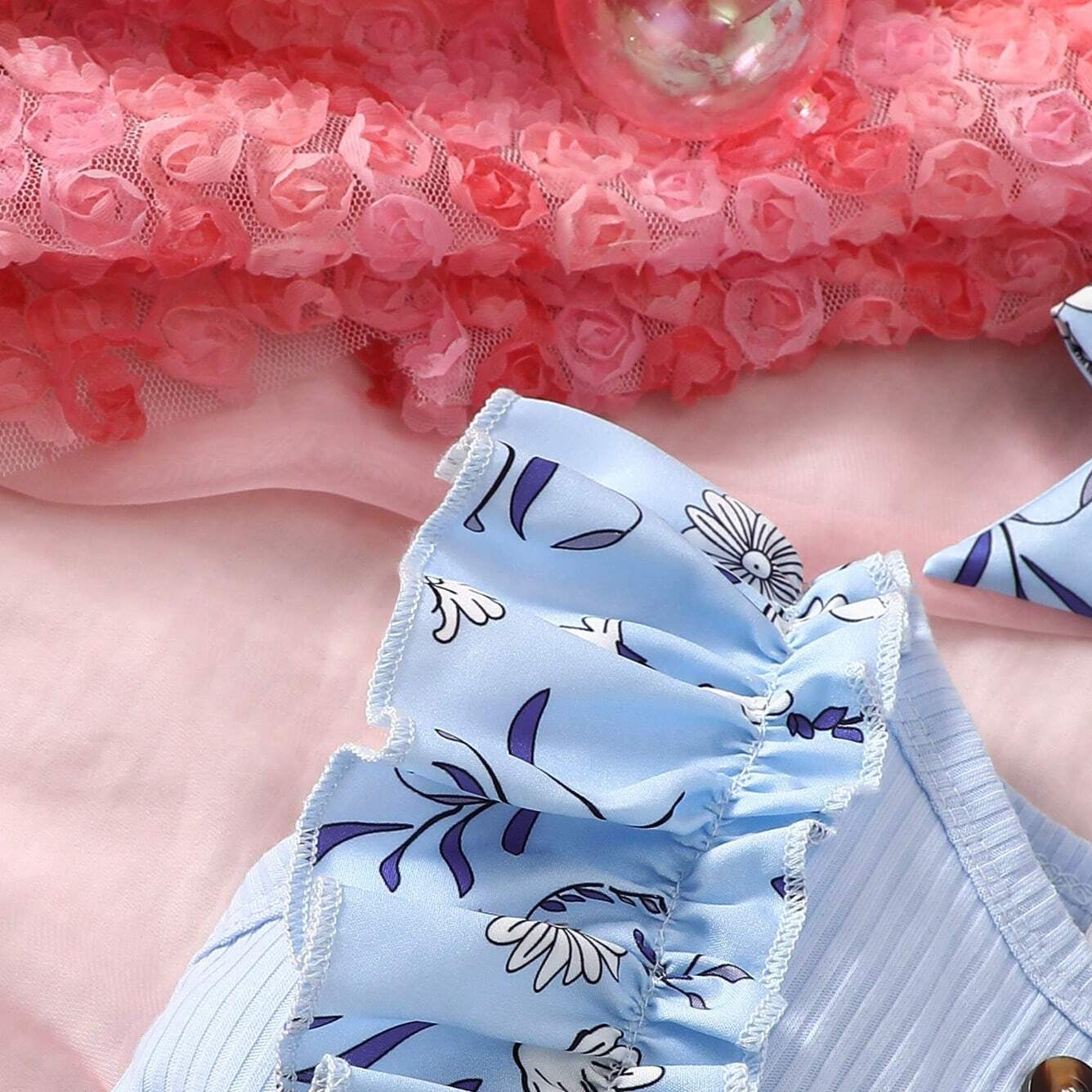 Elegant Floral Printed Sleeveless Baby Jumpsuit