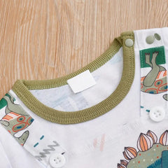 Adorable Dinosaur Printed Short Sleeve Baby Jumpsuit