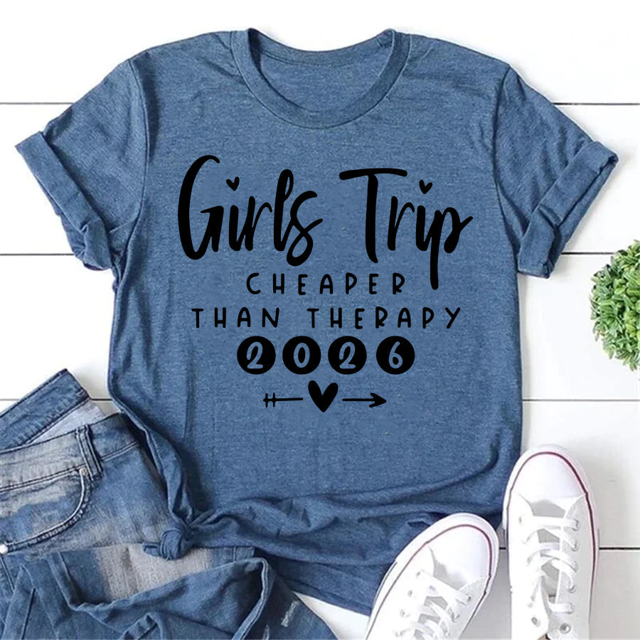 Girl's Trip 2026 Letter Print Women Slogan T-Shirt