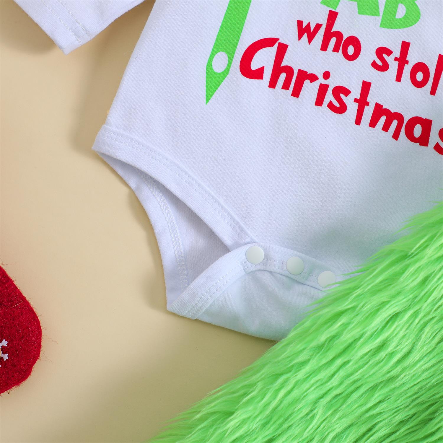 Ensemble bébé pelucheux imprimé de Noël mignon 3PCS