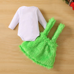 Ensemble 2 pièces pour bébé pelucheux avec lettres de Noël imprimées