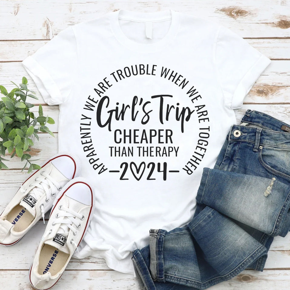 Girl's Trip Cheaper Letter Print Women Slogan T-Shirt