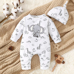 Combinaison adorable pour bébé, 2 pièces, imprimé d'animaux de dessin animé