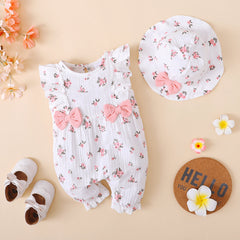 2 PCS Macacão sem mangas para bebê com estampa floral bonita