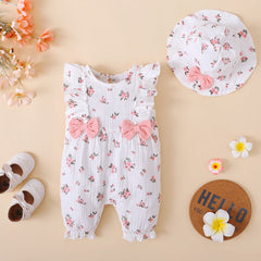 2 PCS Macacão sem mangas para bebê com estampa floral bonita