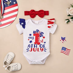 3PCS American Independence Day Short Sleeve Baby Set