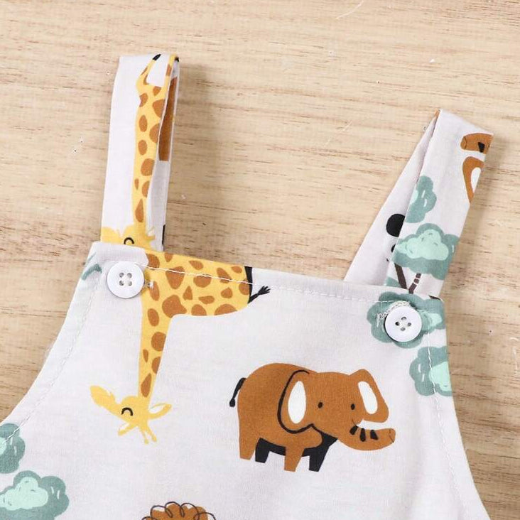 2PCS Adorable Animal Printed Short Sleeve Baby Set
