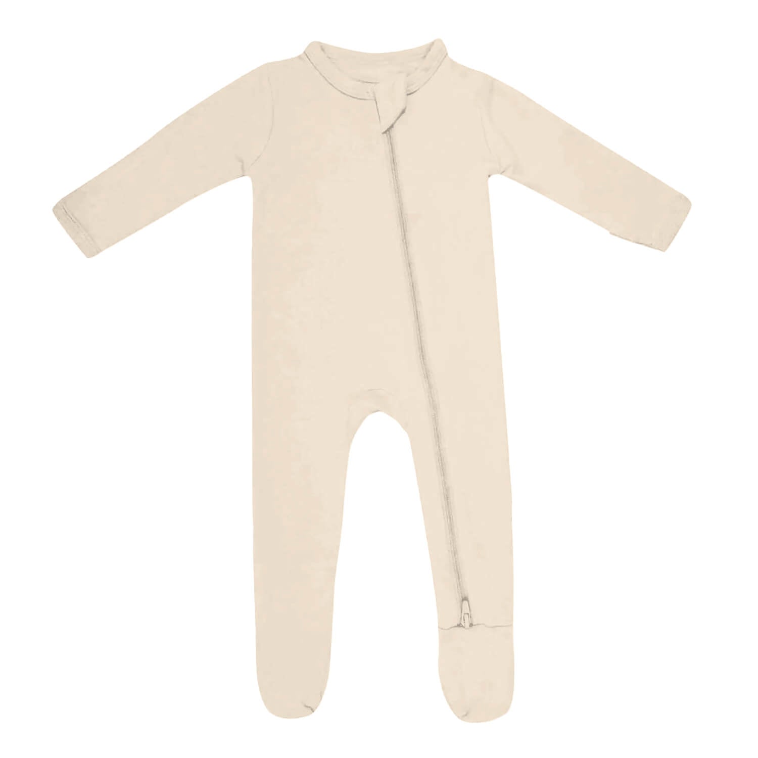 Zippered Footie Romper In Antique White