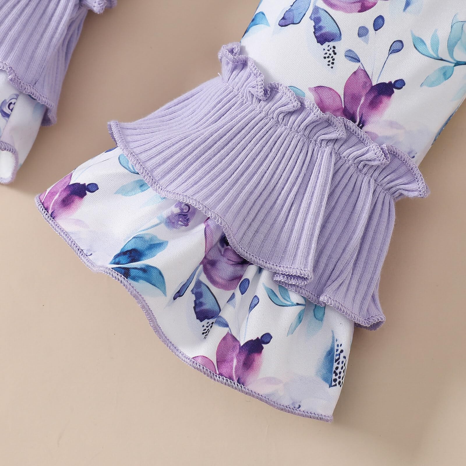 3PCS Graceful Floral Printed Long Sleeve Baby Set