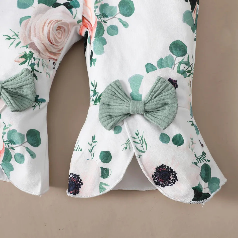 Conjunto de bebê com estampa floral de 3 peças Minha mãe é minha melhor amiga