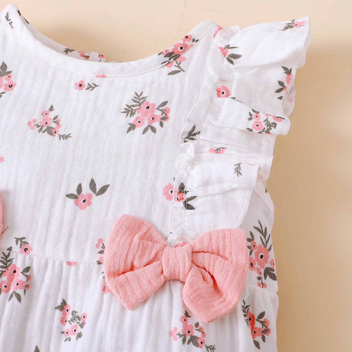 2 PCS Macacão sem mangas para bebê com estampa floral bonita
