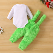 2PCS Adorable Christmas Letter Printed Fuzzy Baby Set