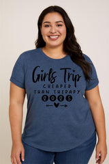 Pretty Girl Trip 2025 Letter Print Women Slogan Plus Size T-Shirt