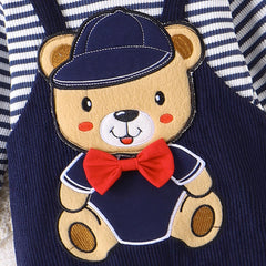 Macacão de bebê de manga comprida com estampa de urso estiloso