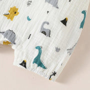 2PCS Cute Cartoon Dinosaur Printed Short Sleeve Baby Set