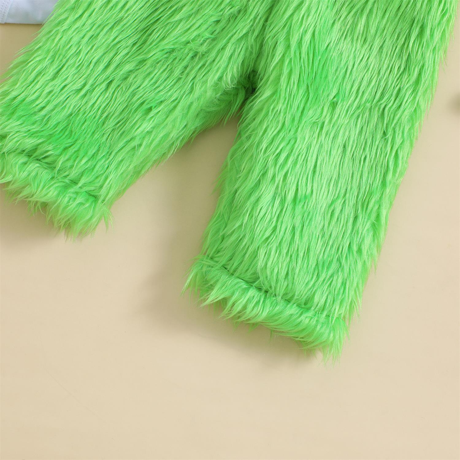 Ensemble bébé pelucheux imprimé de Noël mignon 3PCS
