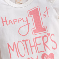 3PCS Happy 1st Mother's Day Letter Printed Baby Set