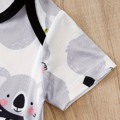 Comfy Cartoon Koala Printed Short Sleeve Baby Jumpsuit