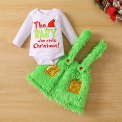 Ensemble 2 pièces pour bébé pelucheux avec lettres de Noël imprimées