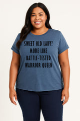 Sweet Old Lady Tee Slogan Letter Graphic Crew Neck Women Plus Size T Shirt