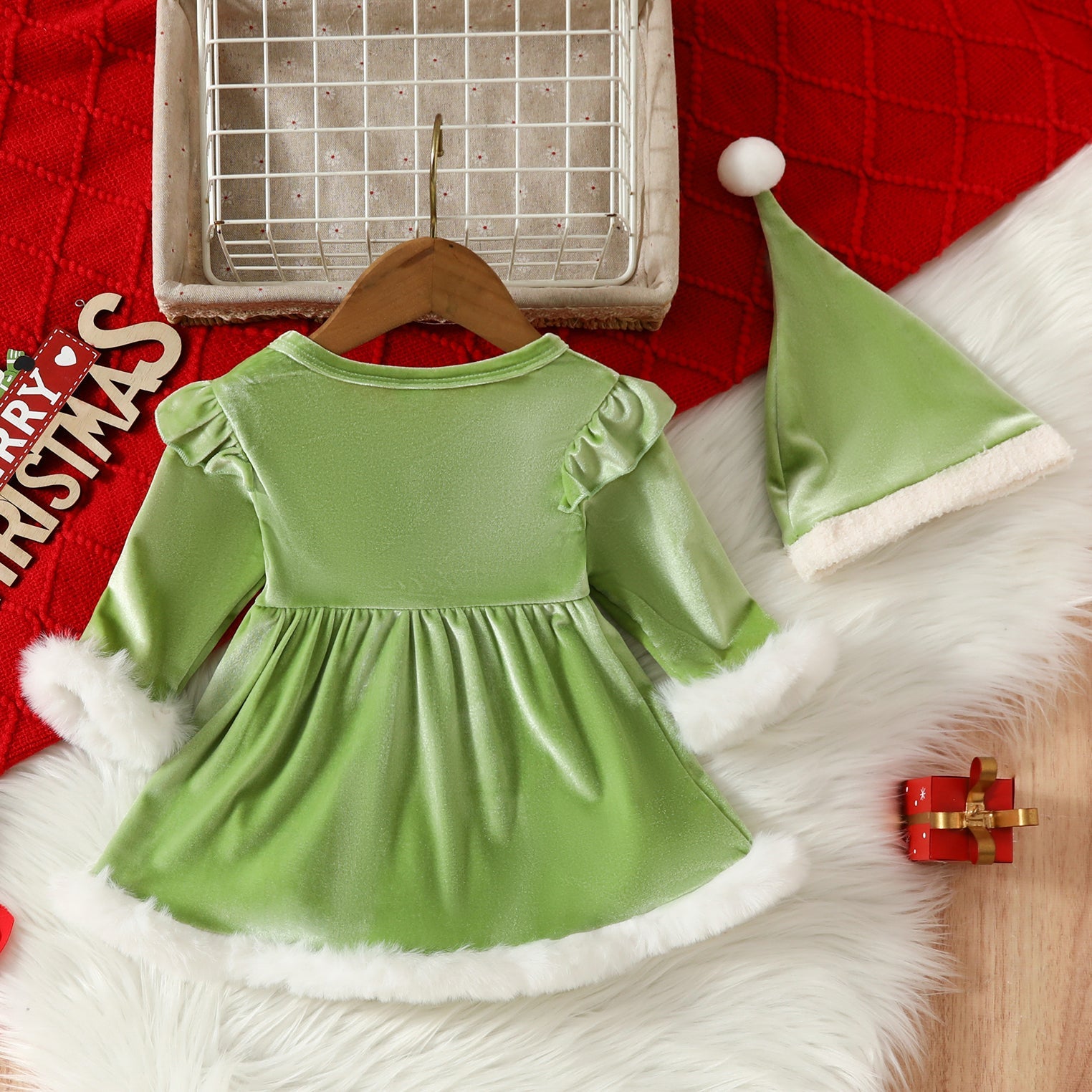 Jupe de noël pour bébé fille, 2 pièces, lettres imprimées du père noël