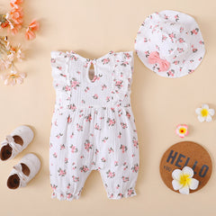 2 PCS Macacão sem mangas para bebê com estampa floral bonita