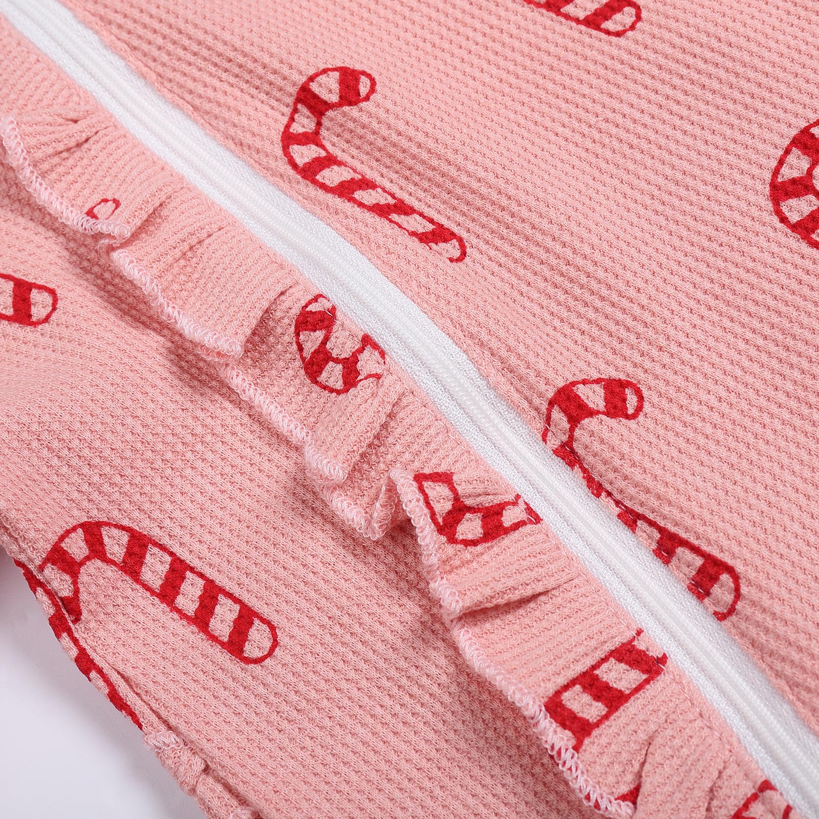 2PCS Lovely Christmas Candy Cane Printed Baby Jumpsuit
