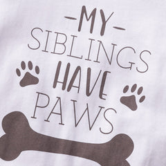"My Siblings Have Paws" Cute Letters Bone Printed Long-sleeve Baby Jumpsuit
