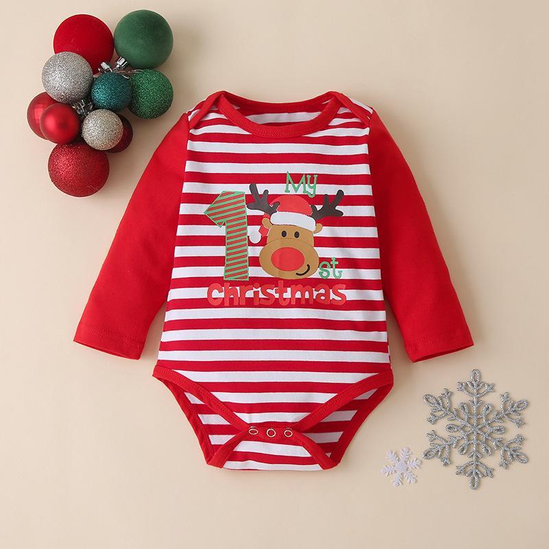Ensemble 3 pièces pour bébé avec lettres d'élan de Noël imprimées