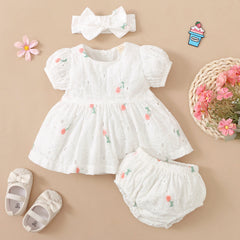 Conjunto de bebê com estampa floral adorável 3 peças