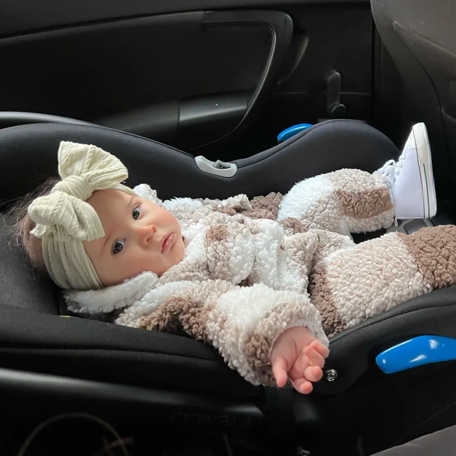 Jolie combinaison à manches longues pour bébé en polaire moelleuse imprimée à carreaux