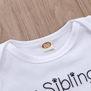 "My siblings have paws" Letter Printed Baby Romper