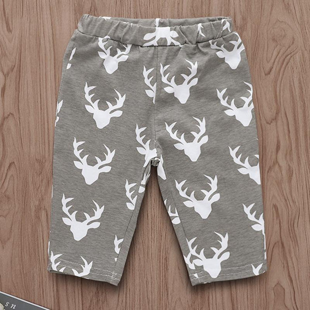 Baby Boys Girls Deer Print Romper & Pants & Hat Set