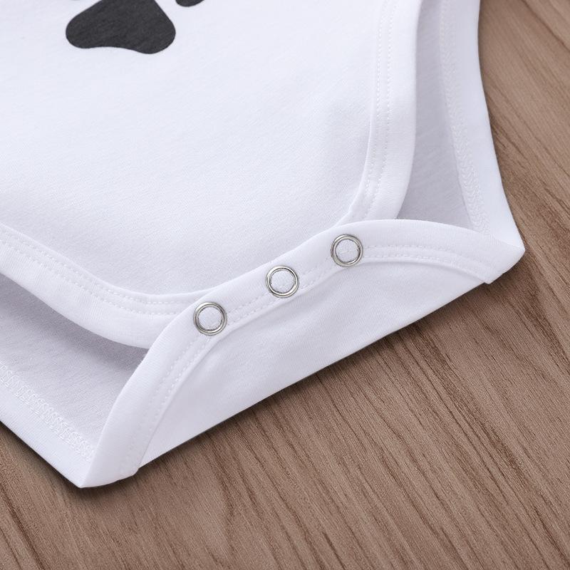 "My siblings have paws" Letter Printed Baby Romper